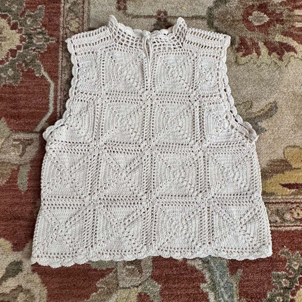 Magali Pascal Nicolette Crochet Top in Off White from Resort 2023 Size XS - Picture 2 of 6